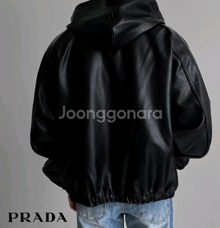 프라다 후드 레더 자켓--1