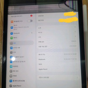 애플 아이패드 에어 4 Wifi256기가 액정 하자품+펜슬2