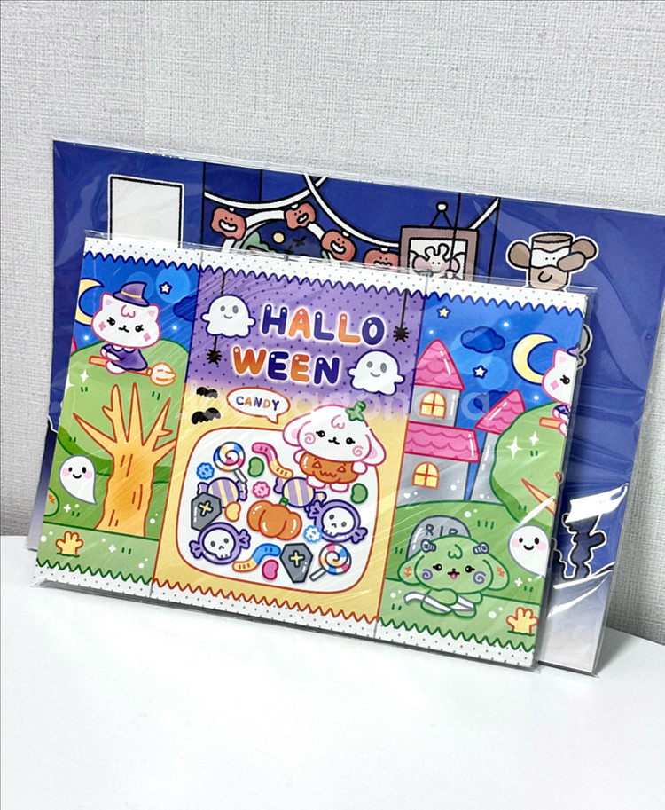 할로윈(Halloween) & 흑임자 캐릭터 포장 랩핑지 set--0