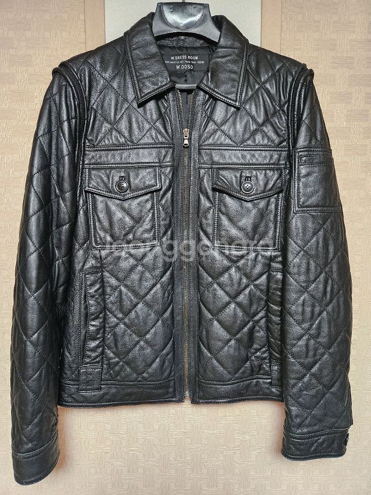 퀼팅 가죽 자켓--0