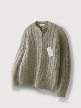 무드인사이드 꽈배기 헨리넥 니트 급처--0