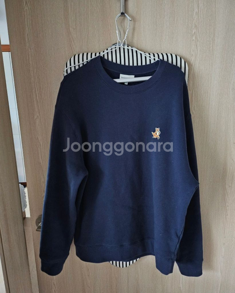 정품 메종키츠네 기모 네이비 맨투맨 사이즈 XL--1