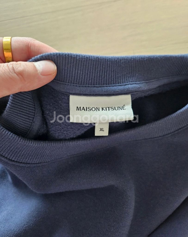 정품 메종키츠네 기모 네이비 맨투맨 사이즈 XL--3