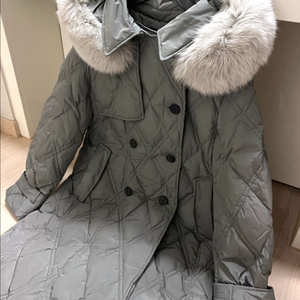 22년 주크 ZOOC 사가퍼 폭스 후드 구스다운 트렌치 롱패딩 코트 다이아몬드 퀼팅 쥬크