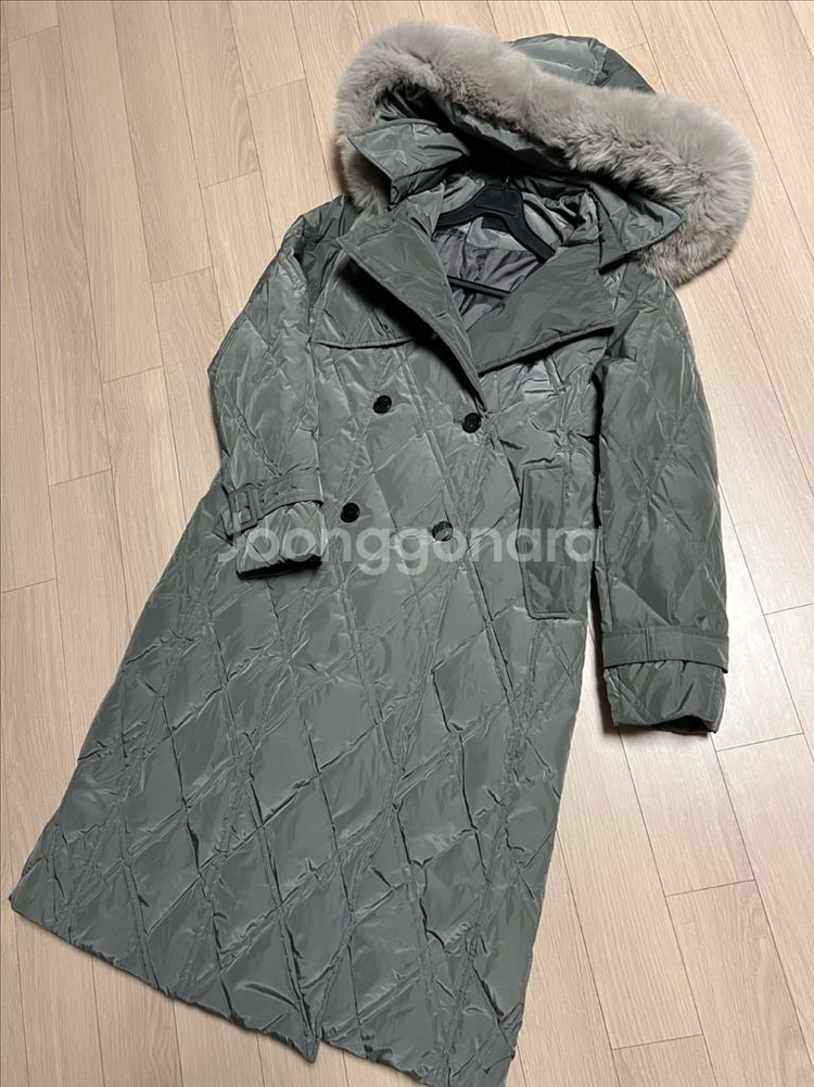 22년 주크 ZOOC 사가퍼 폭스 후드 구스다운 트렌치 롱패딩 코트 다이아몬드 퀼팅 쥬크--3