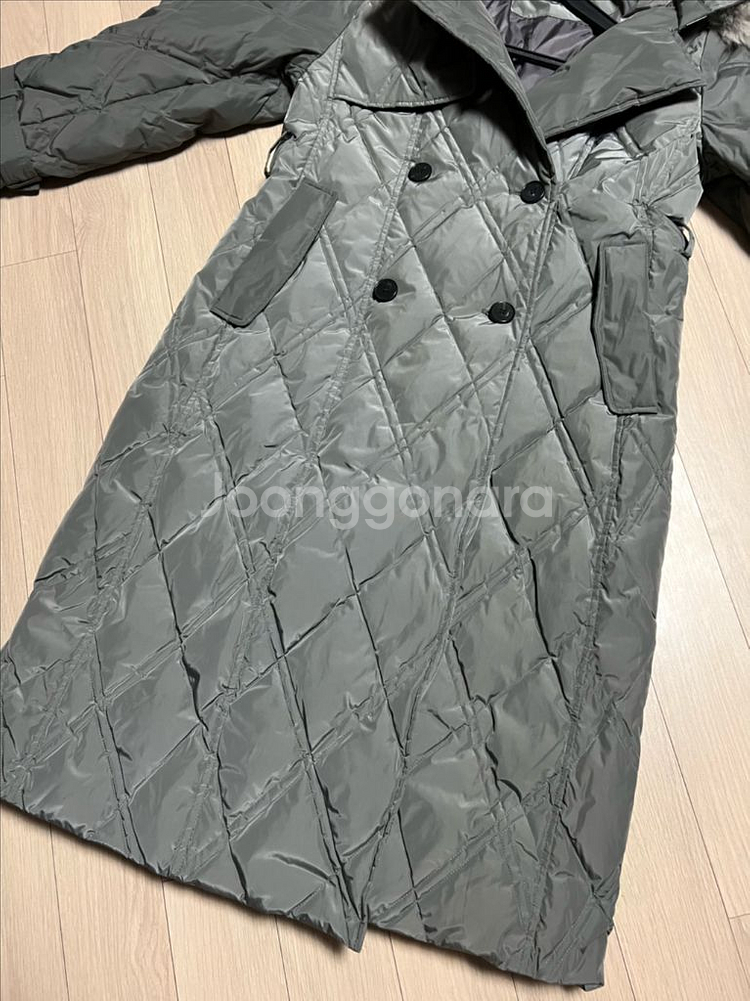 22년 주크 ZOOC 사가퍼 폭스 후드 구스다운 트렌치 롱패딩 코트 다이아몬드 퀼팅 쥬크--7