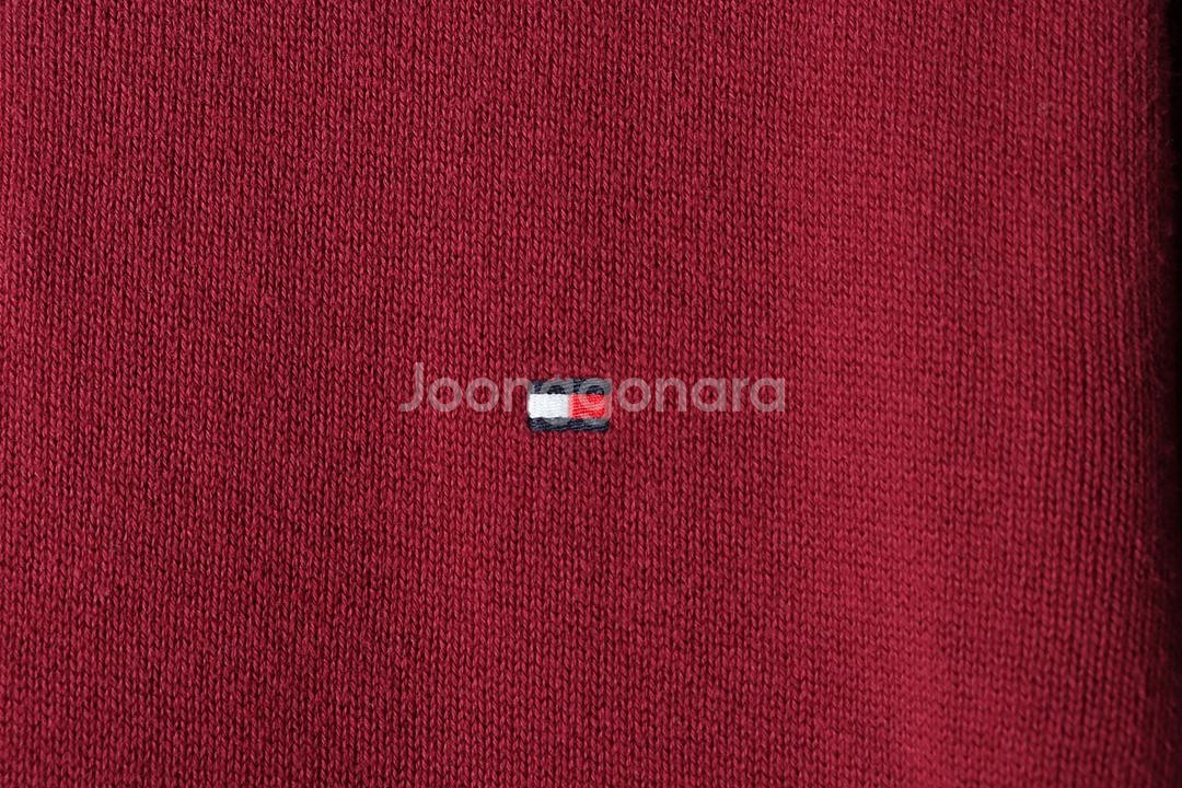 (L) 타미힐피거 니트 반집업 버건디--4