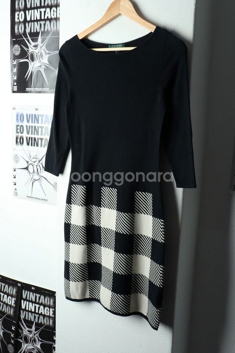 W(XS-S) 폴로 랄프로렌 니트 원피스 체크 한정판--0