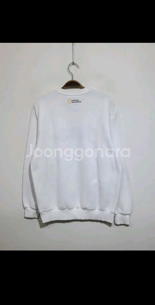 (M) 내셔널지오그래픽 스웨트 화이트 빅로고 맨투맨 티셔츠--5