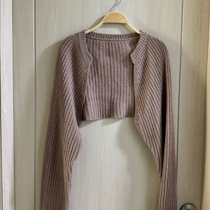 옷장정리ㅣ볼레로 크롭 니트 가디건 자주색