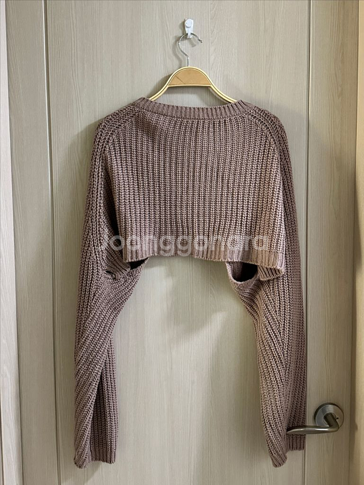 옷장정리ㅣ볼레로 크롭 니트 가디건 자주색--1