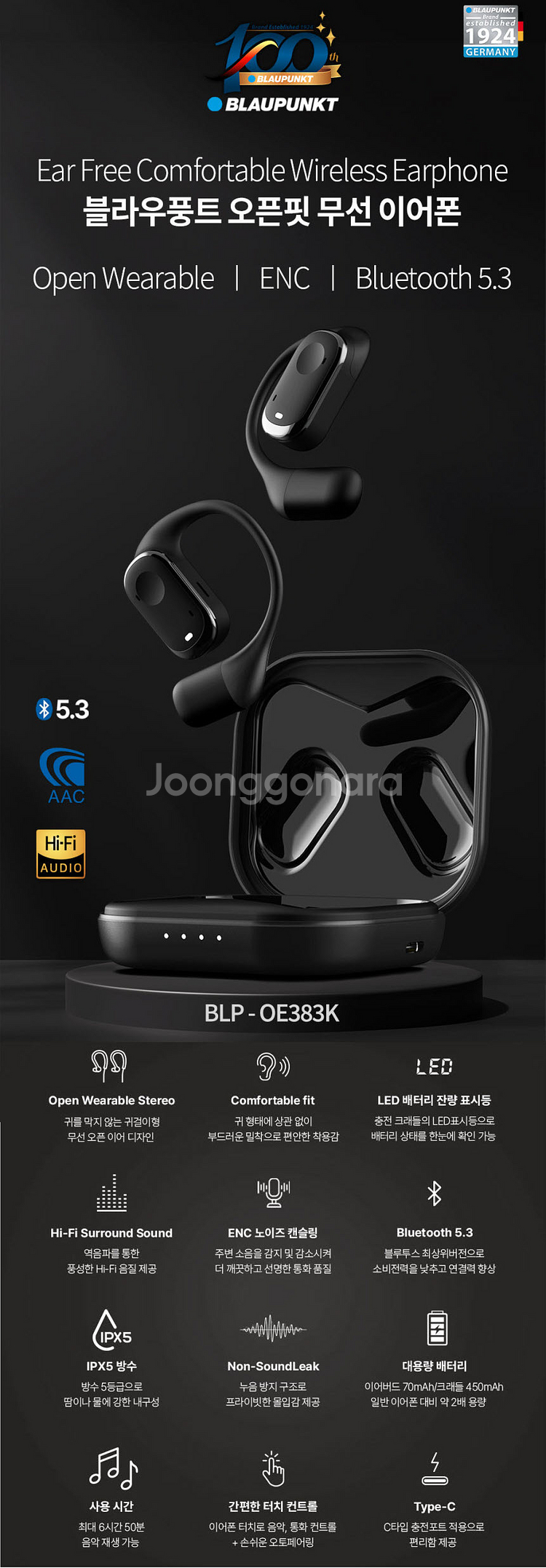 독일브랜드 블라우드풍트 노이즈 캔슬링 5.4 블루투스 이어폰--6