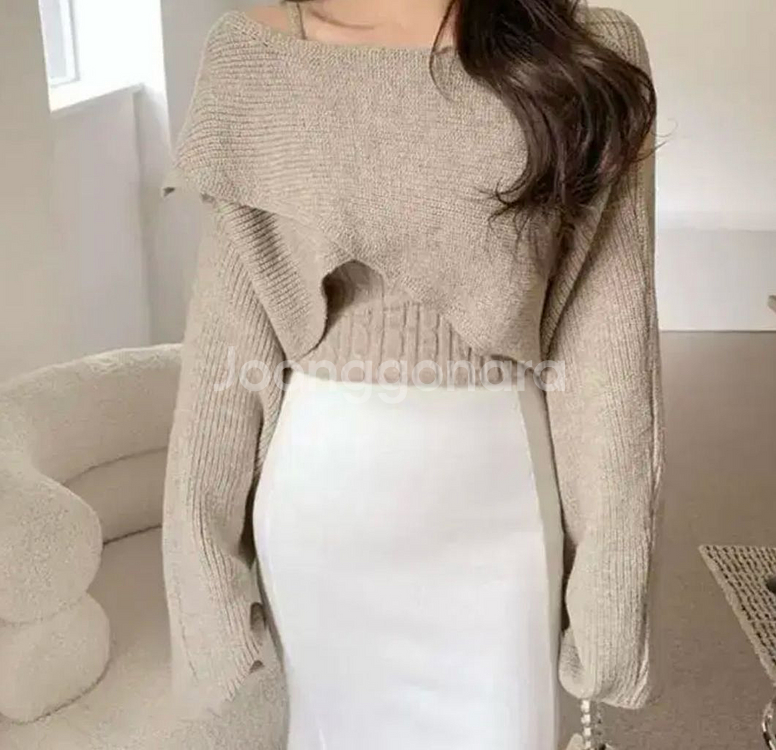 옷장정리ㅣ오프숄더니트 숏니트 크롭니트 브라운니트 여자니--4