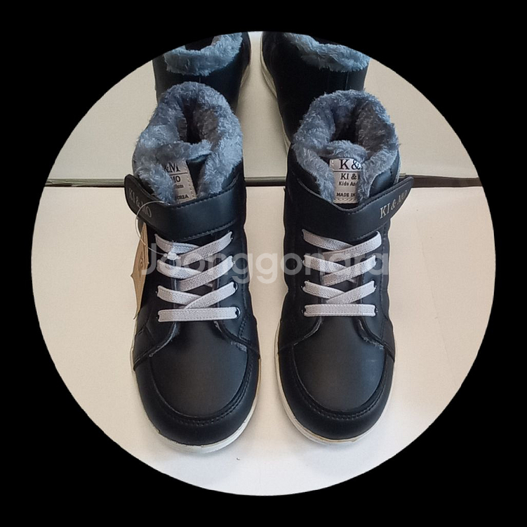 새상품 아동 벨크로 털운동화 털하이탑 블랙 230--0