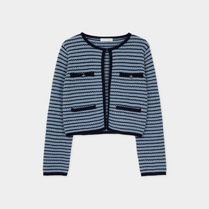 샤보도 modo 벨라 트위드 가디건 스카이블루