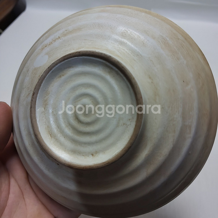 송대 백자 잉어문 물결 다완 지름14cm--2