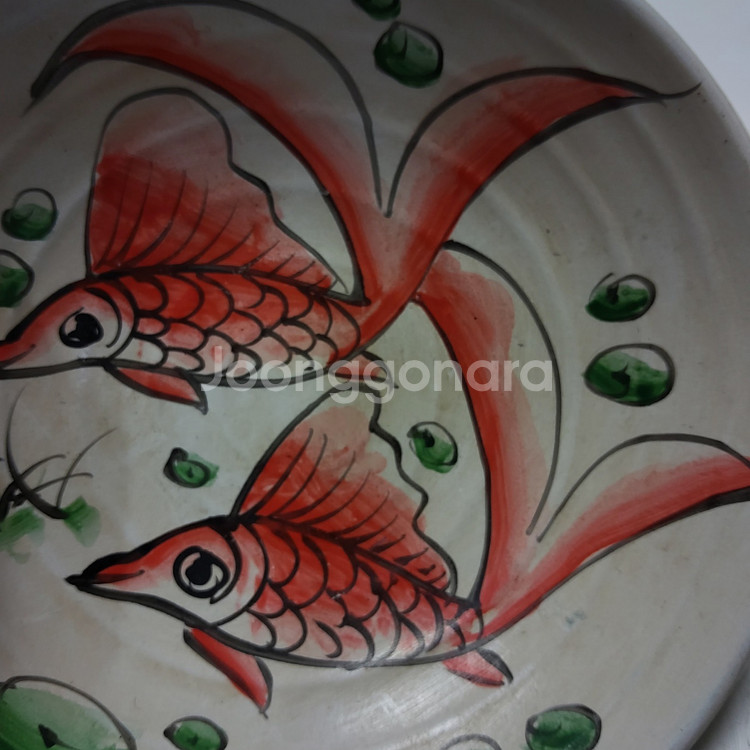 송대 백자 잉어문 물결 다완 지름14cm--3