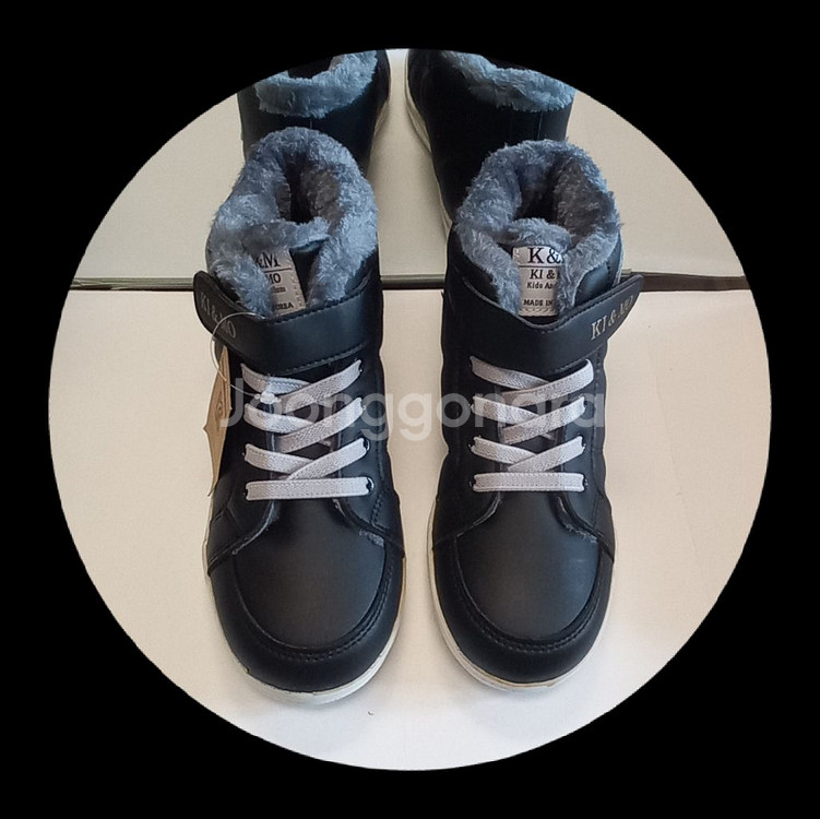 새상품 아동 벨크로 털운동화 털하이탑 블랙 210--0