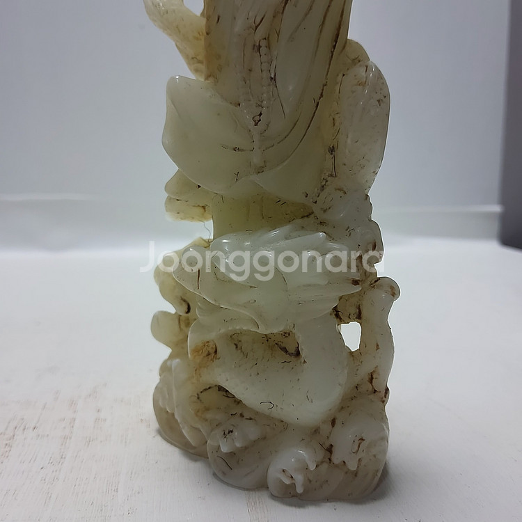 백옥 용을 탄 관세음 불상 높이22cm 무게694g--2