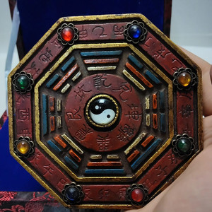 티벳 태극문 보석박힌 영지패 길이12cm 무게406g