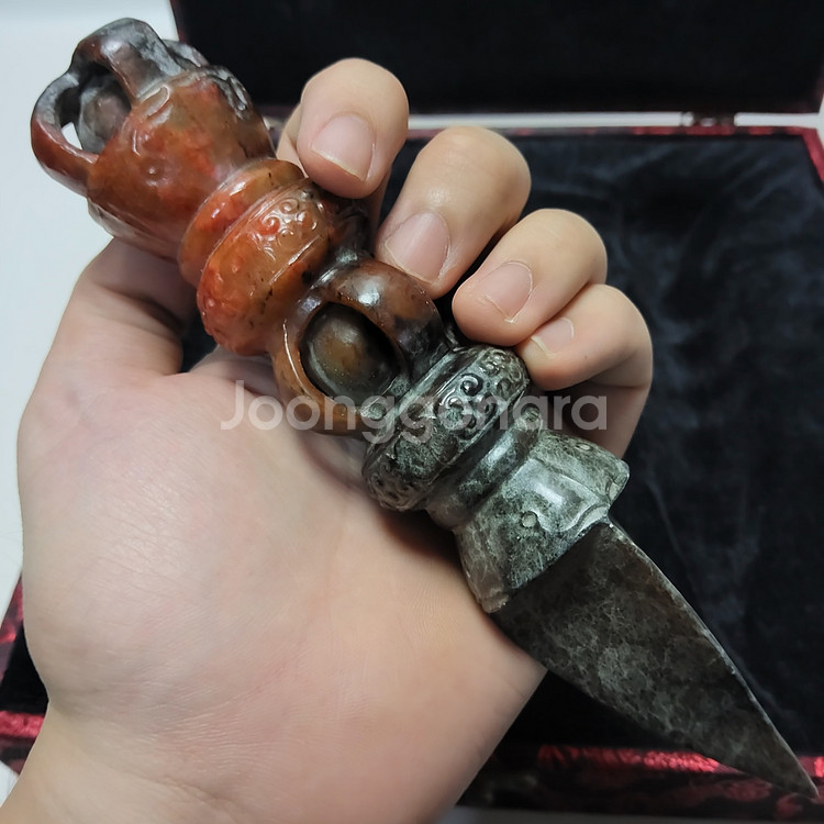 천연 고옥 티벳 금강저 한쌍 길이18cm--2