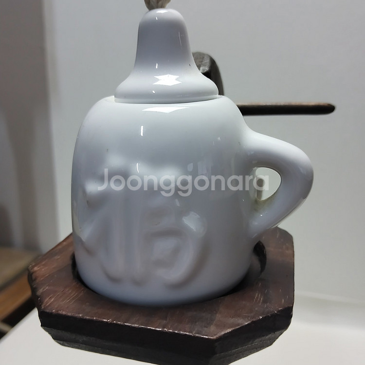 고목 원목 백자 호롱 세트 높이32cm--1