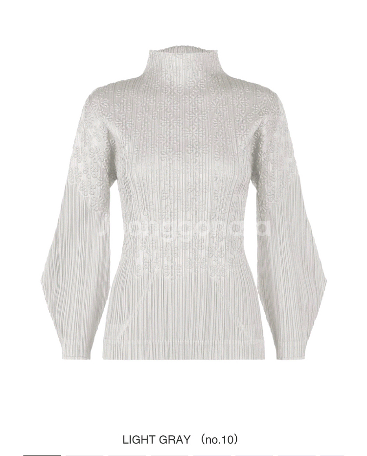 이세이미야케 플리츠플리즈 탑 12월 스노우드롭 탑 라이트그레이 3사이즈--0