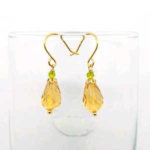샴페인 골드 수정 원석 귀걸이