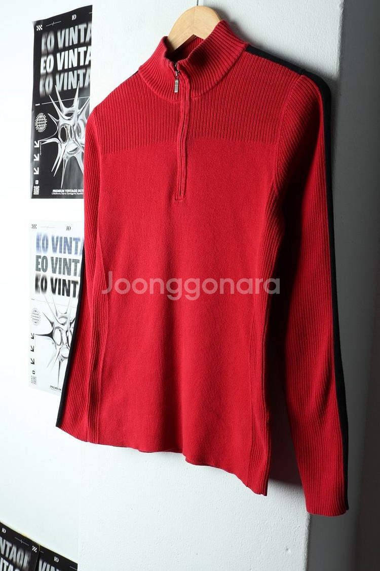 W(M) 타미힐피거 니트 반집업 레드 한정판--0