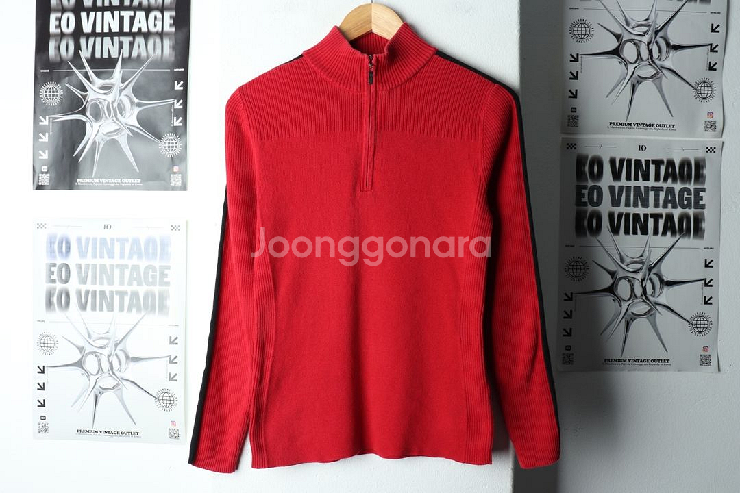 W(M) 타미힐피거 니트 반집업 레드 한정판--1