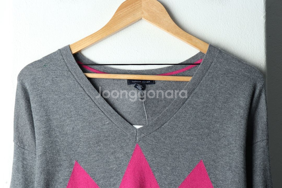 W(M-L) 타미힐피거 니트 그레이 아가일--2