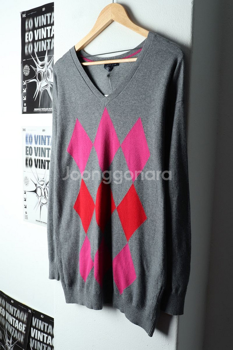 W(M-L) 타미힐피거 니트 그레이 아가일--0