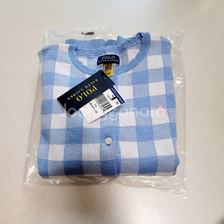 폴로 깅엄체크 걸즈 가디건 블루 가디건L(새상품)--0