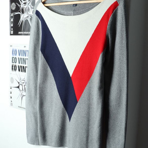 W(M-L) 타미힐피거 니트 와이드넥 그레이 유니크