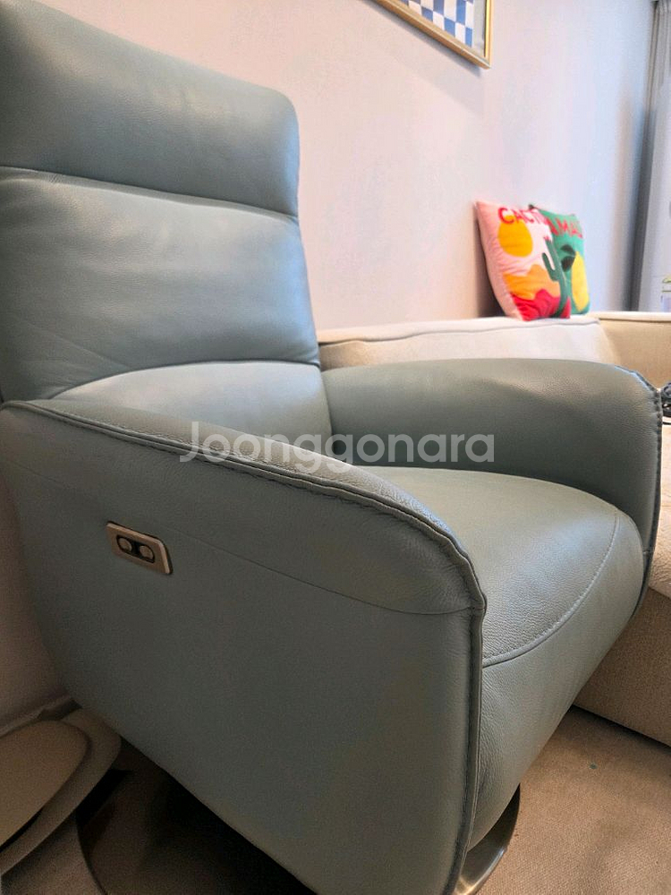 리바트 천연황소가죽 전동 1인 리클라이너 소파 베케이션v5--1