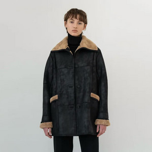 르 시어링 무스탕 하프코트 블랙 프리사이즈