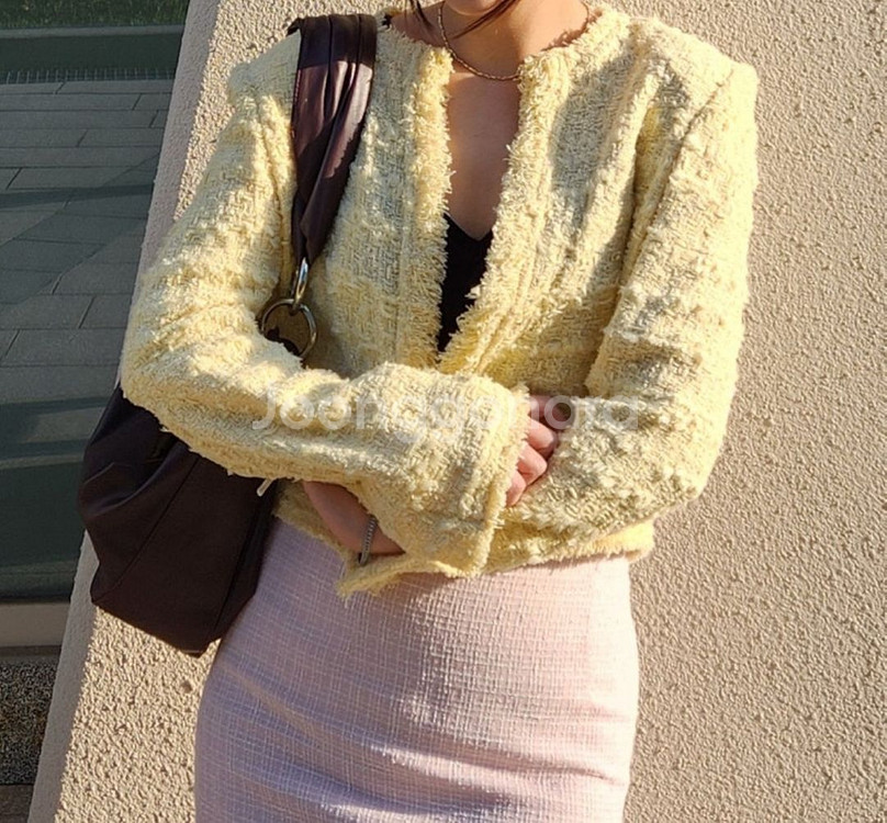 이로(iIRO) 25ss moana 트위드 자켓 라이트옐로우 36--2