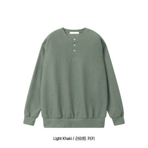 라이트 카키 헨리넥 긴팔 니트