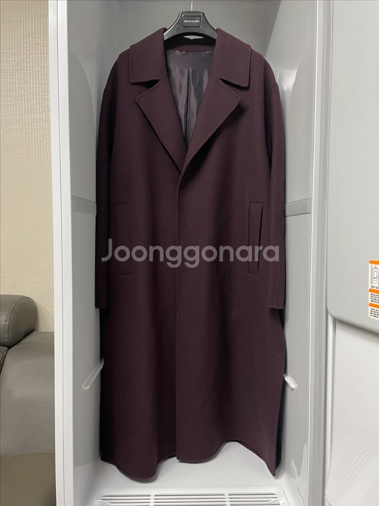 솔리드옴므 와인 오버핏 핸드메이드 롱코트 48사이즈--0