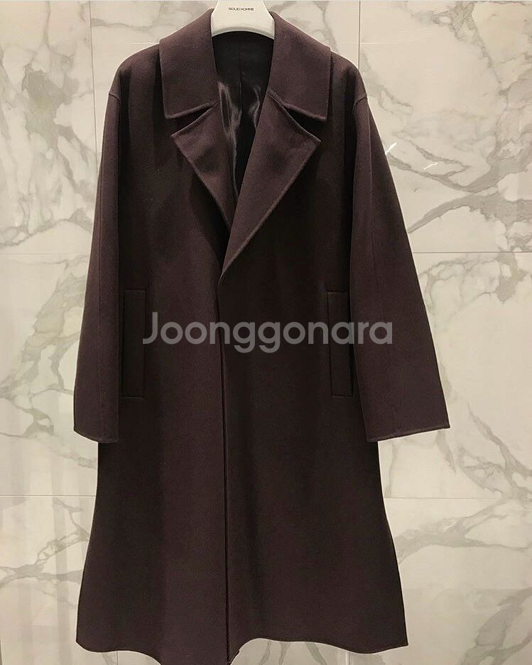 솔리드옴므 와인 오버핏 핸드메이드 롱코트 48사이즈--7