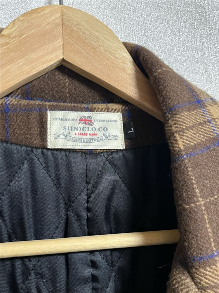 공용 세미오버핏 브라운 더블 체크 롱코트 L 이미지