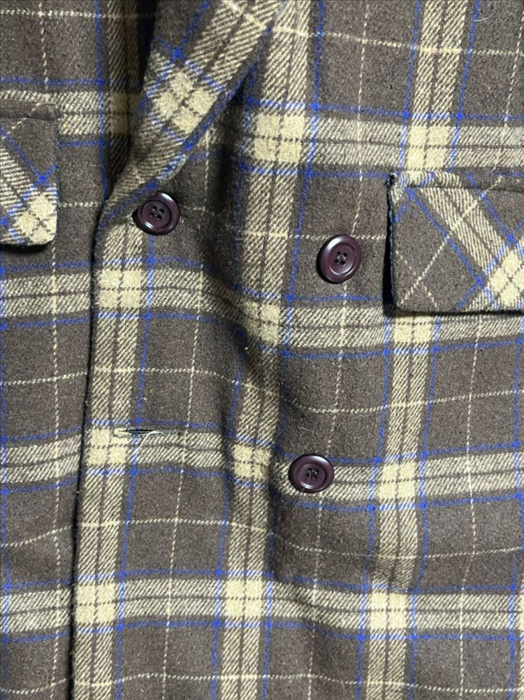 공용 세미오버핏 브라운 더블 체크 롱코트 L 이미지