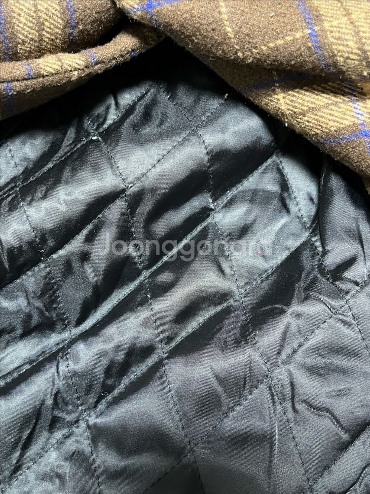 공용 세미오버핏 브라운 더블 체크 롱코트 L--7