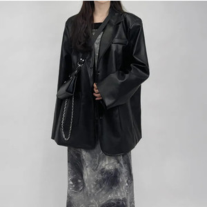 언블랭크 블랙레더자켓