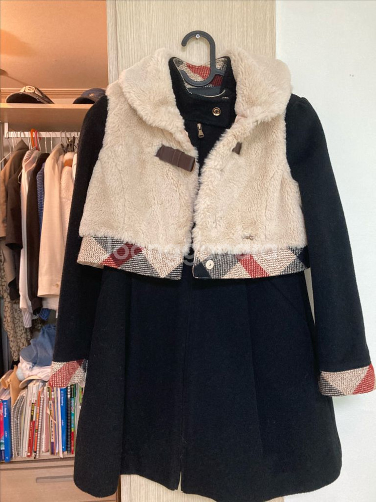 닥스 여아 모100% 코트 퍼조끼 세트 140--0