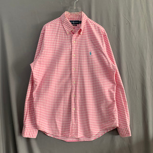 L 폴로랄프로렌 커스텀핏 옥스포드 핑크 체크 셔츠 남방