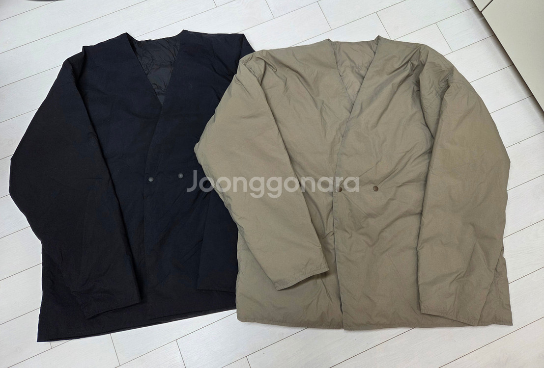 2벌 일괄) 무인양품 무지라보 Labo 포켓터블 양면 경량 구스 다운 가디건--2