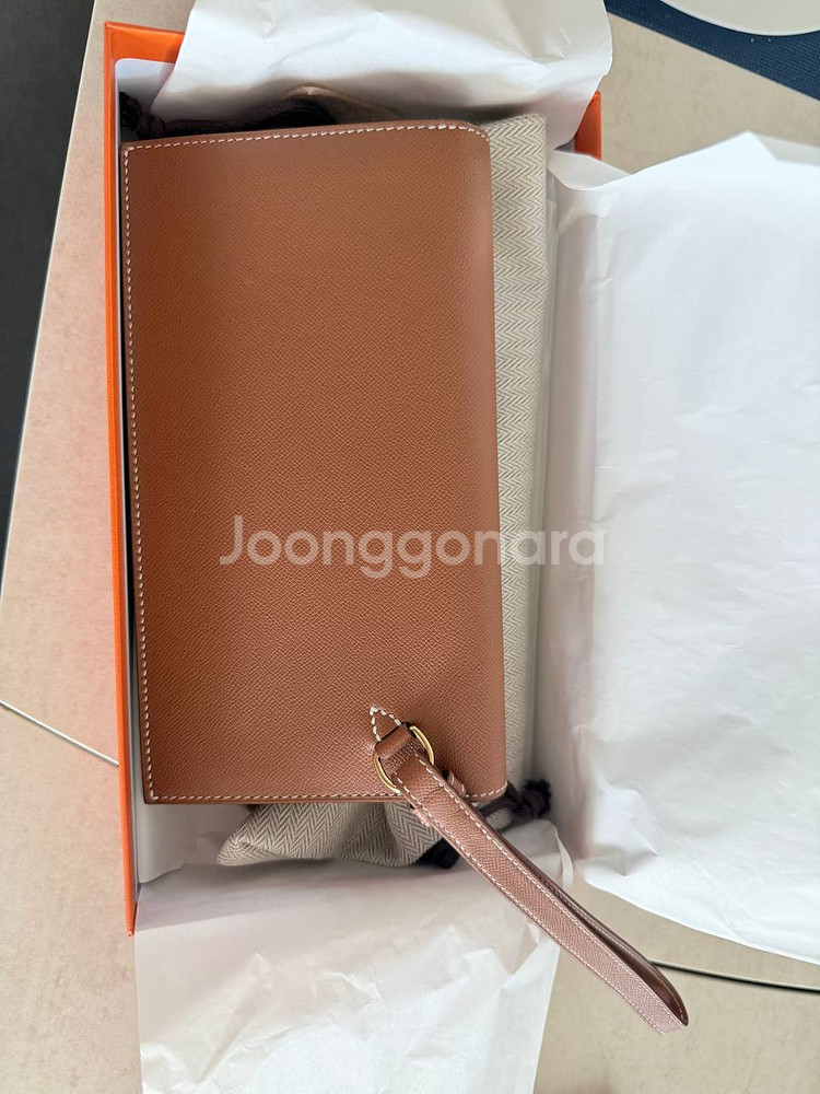 에르메스 카프스킨 켈리 장지갑 골드--2