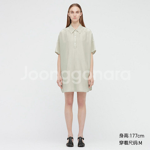 유니클로 샤이니 레이온 반팔 폴로 튜닉--0