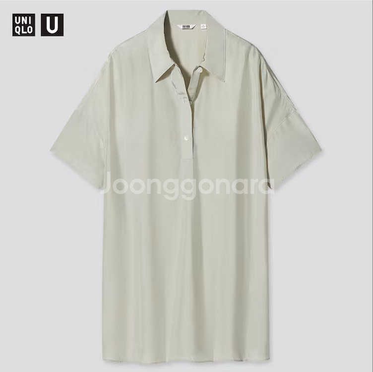 유니클로 샤이니 레이온 반팔 폴로 튜닉--1